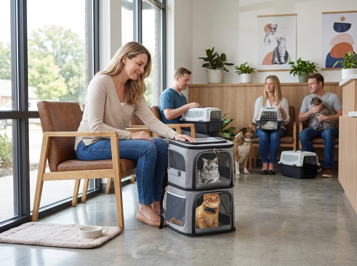 Double Layer Foldable Pet Travel Backpack - Stress-Free Travel for Anxious Pets