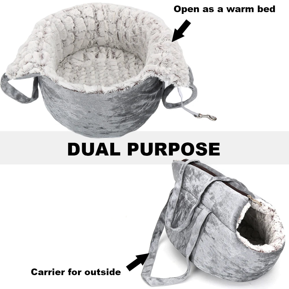 Dual-Use Plush Carrier and Bed - Image 4|||PROMPT|||Original clean product image