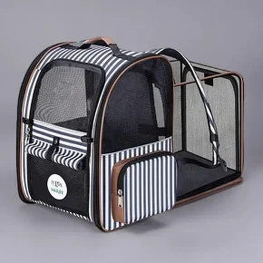 Expandable Airline Travel Pet Carrier Backpack - Image 1|||PROMPT|||Cleaned image. Original analysis: Found 1 brand name/logo on the product - a small circular emblem/logo visible on the lower left corner of the carrier bag