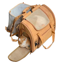 Expandable Pet Travel Backpack Carrier - Image 1|||PROMPT|||Cleaned image. Original analysis: Found one brand name/logo visible on the product - a label/badge appears to be present on the backpack material
