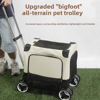 Expandable Rolling Pet Stroller with Wheels - Image 1|||PROMPT|||Cleaned image. Original analysis: found 1 brand name/watermark on the product carrier fabric