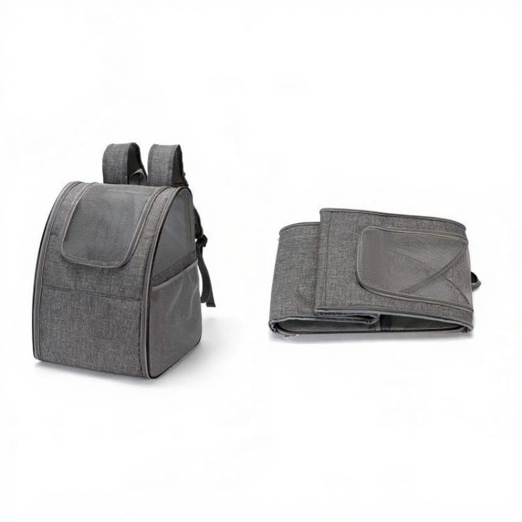 Foldable Pet Backpack with Mesh Windows - Image 3|||PROMPT|||Cleaned image. Original analysis: found 1 watermark logo in the top left corner