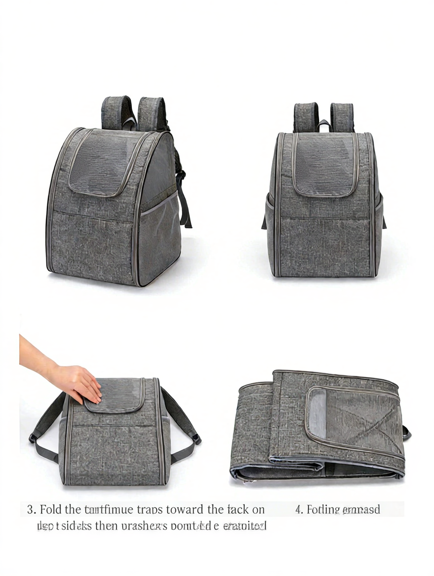 Foldable Pet Backpack with Mesh Windows - Image 5|||PROMPT|||Cleaned image. Original analysis: Found 1 watermark on the product image in the bottom right corner