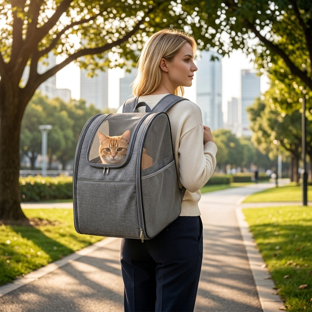 Foldable Pet Backpack with Mesh Windows - Main Product Image