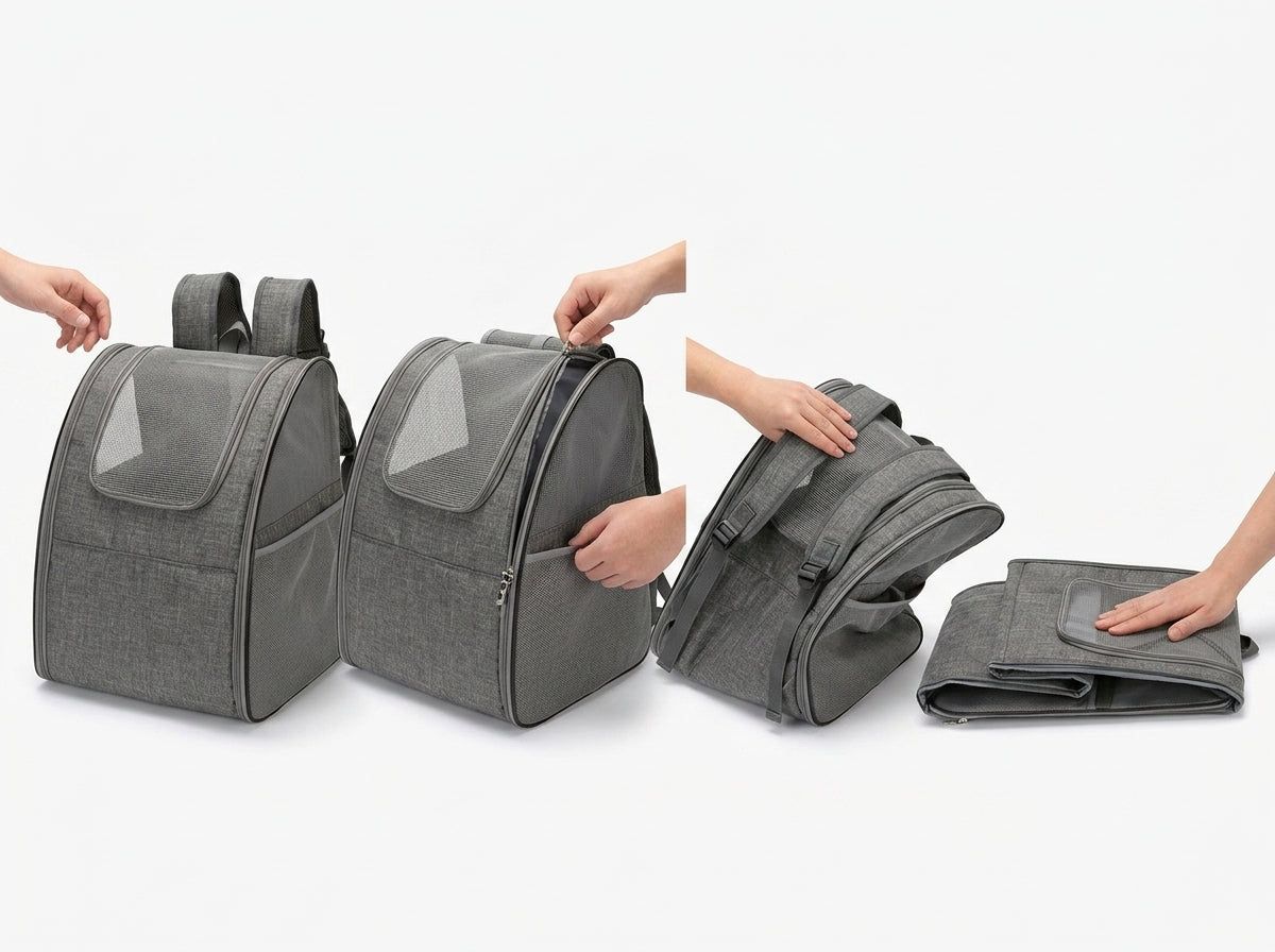 Foldable Pet Backpack with Mesh Windows - Stores Away Like It Was Never There