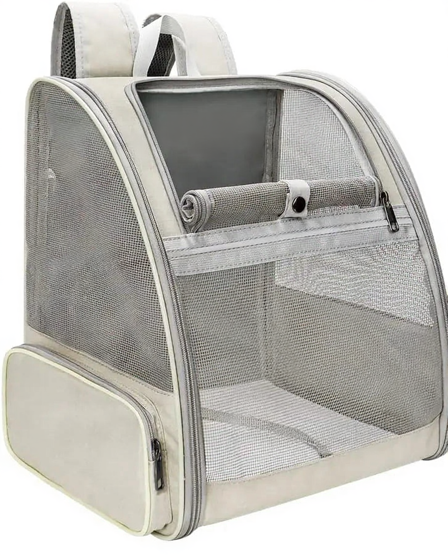 Foldable Travel Pet Carrier Backpack - Image 10|||PROMPT|||Cleaned image. Original analysis: found 1 brand logo on the product - a small yellow/green logo with text on the bottom right corner of the backpack