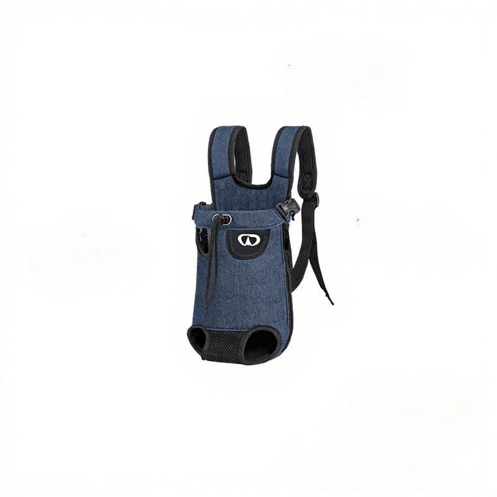 Forward-Facing Pet Carrier Backpack - Image 2|||PROMPT|||Cleaned image. Original analysis: found 1 brand logo on the product - a stylized 'A' logo visible on the front of the blue backpack carrier
