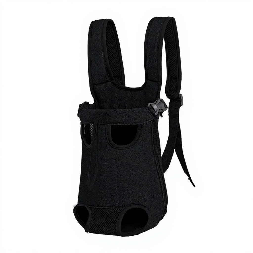 Forward-Facing Pet Carrier Backpack - Image 5|||PROMPT|||Cleaned image. Original analysis: Found 1 brand logo/watermark on the product - a small metal logo/emblem visible on the front left side of the carrier near the chest strap area
