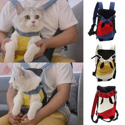 Hands-Free Canvas Pet Backpack Carrier - Image 1|||PROMPT|||Cleaned image. Original analysis: Found 1 brand name printed on the product itself and 1 brand name visible on clothing