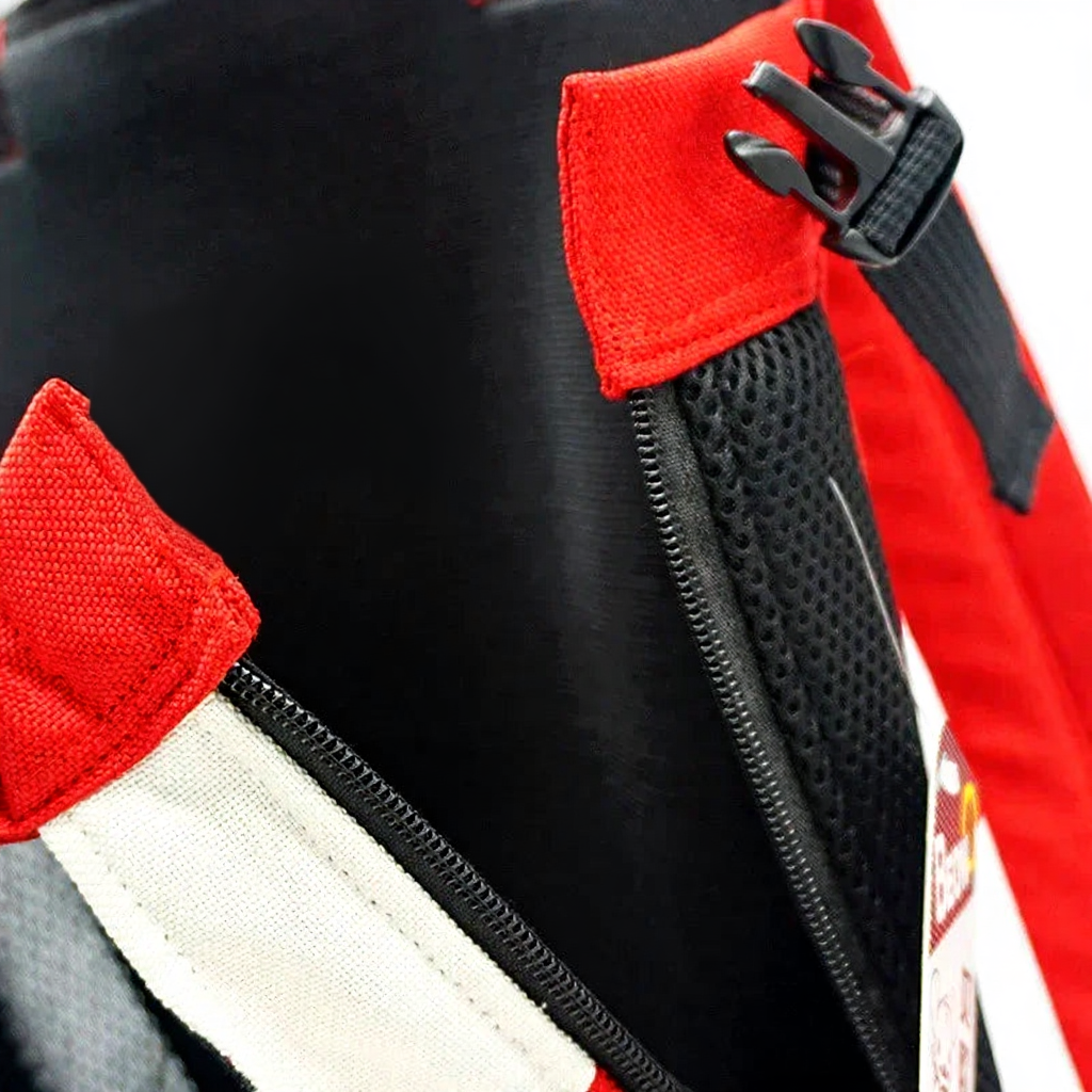 Hands-Free Canvas Pet Backpack Carrier - Image 5|||PROMPT|||Cleaned image. Original analysis: Found partial branding visible in bottom right corner of the image - appears to be a logo/text element on the product packaging or label
