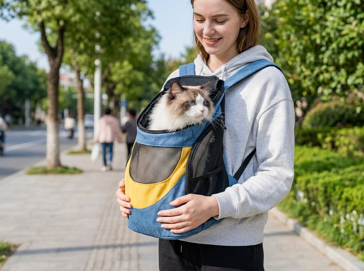 Hands-Free Canvas Pet Backpack Carrier - Keeps Your Pet Cool and Comfortable All Day