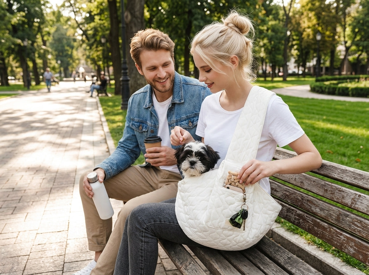 Hands-Free Dog Carrier Chest Sling - Every Essential Within Easy Reach