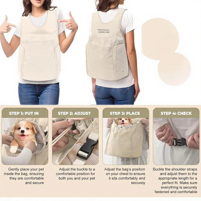 Hands-Free Front Chest Pet Carrier - Image 6|||PROMPT|||Cleaned image. Original analysis: Found brand name/logo printed on the pet carrier backpack itself