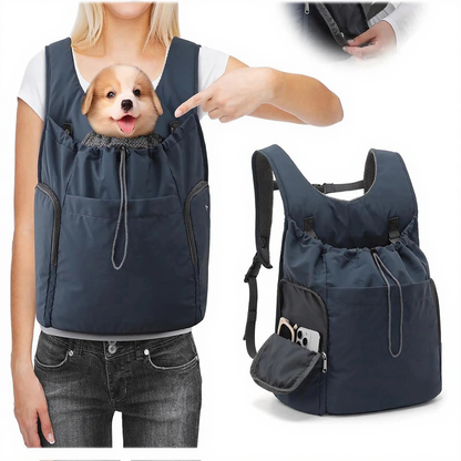 Hands-Free Front Chest Pet Carrier - Image 7|||PROMPT|||Cleaned image. Original analysis: found 1 brand name printed on the product itself - 'FluffyBaby' appears on the pet carrier backpack in two locations