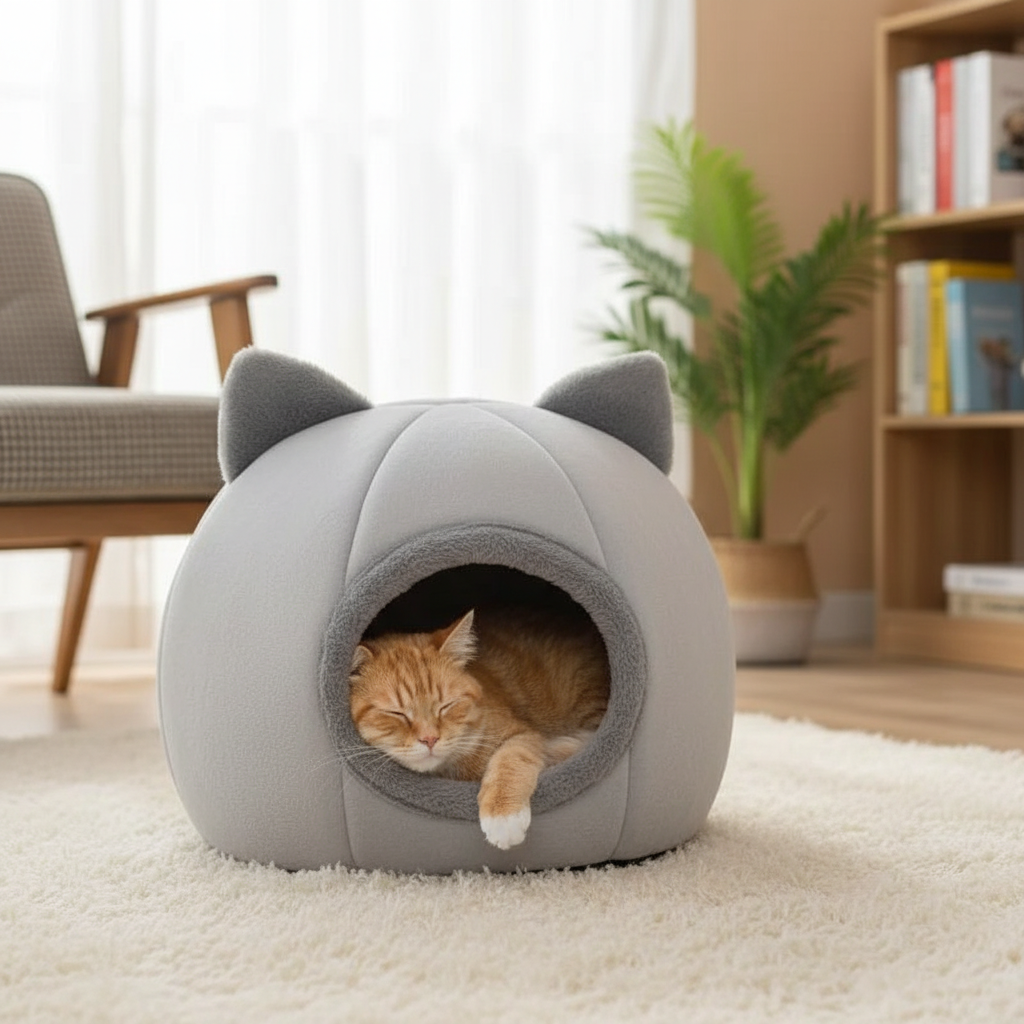 Legowisko dla kota w kształcie jaskini