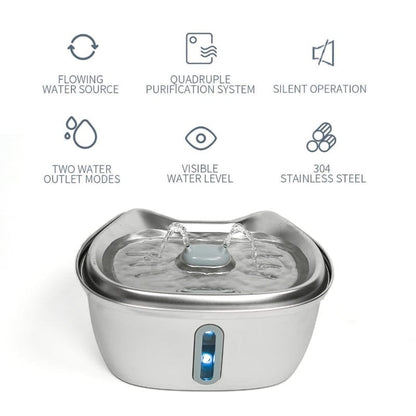 Catvera Stainless Steel Water Fountain