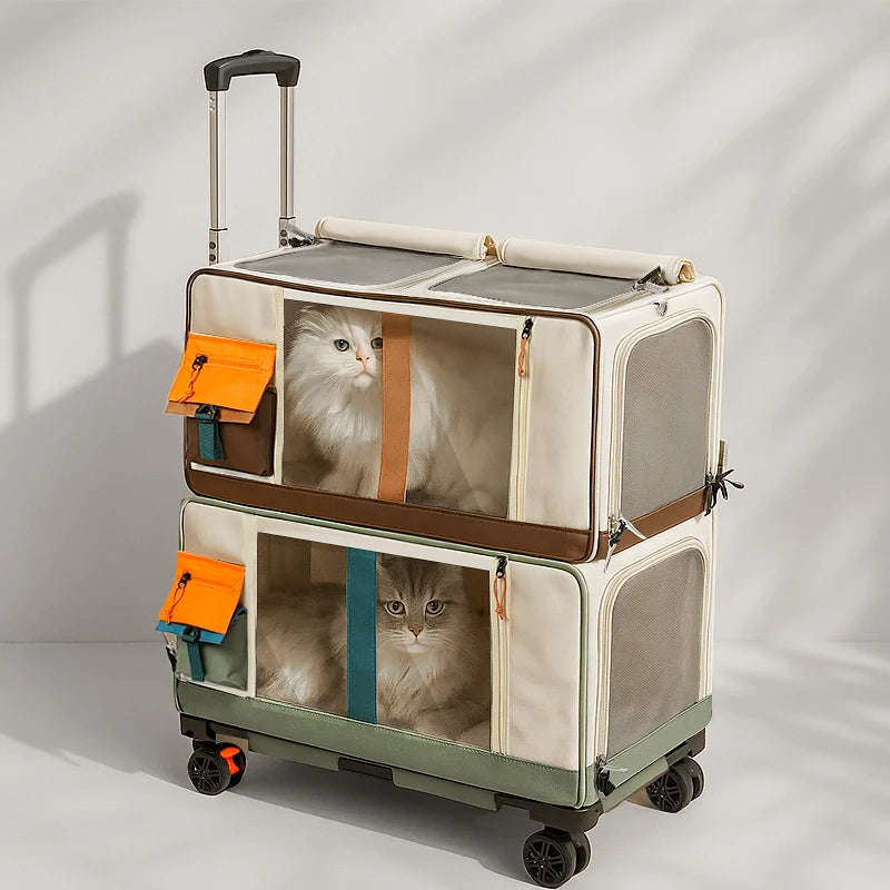 Rolling Pet Travel Trolley with Wheels - Image 5|||PROMPT|||Original clean product image