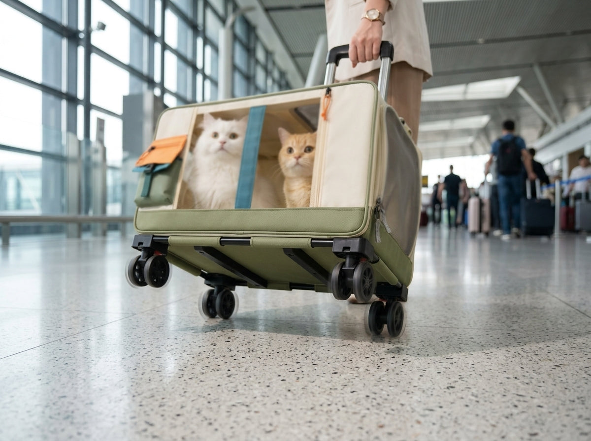 Rolling Pet Travel Trolley with Wheels - Glide Through Any Journey Without Back Strain