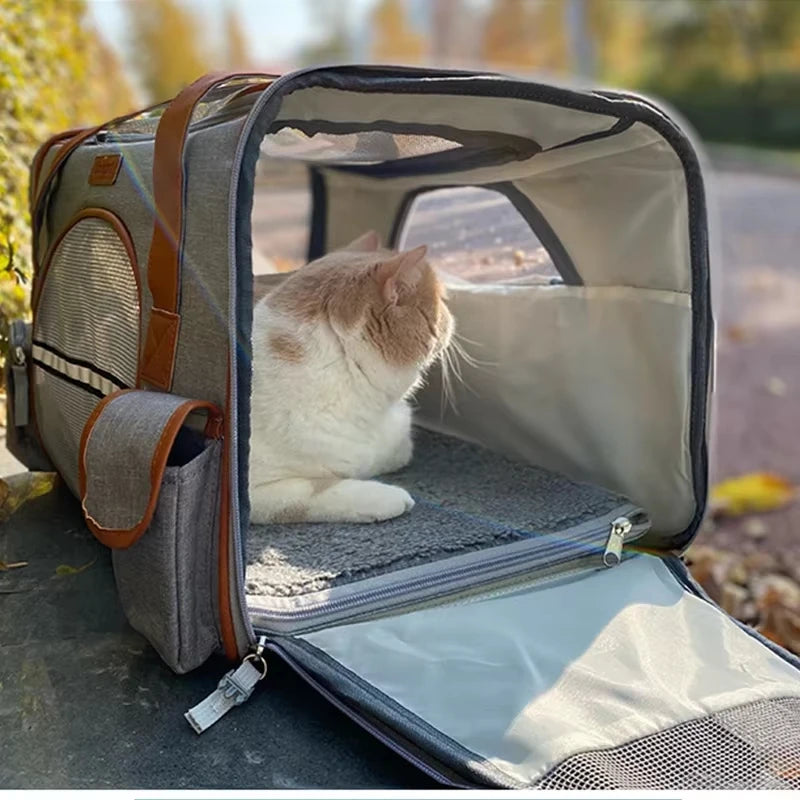 Safe Travel Pet Carrier With Reflective Stripes - Image 4|||PROMPT|||Original clean product image