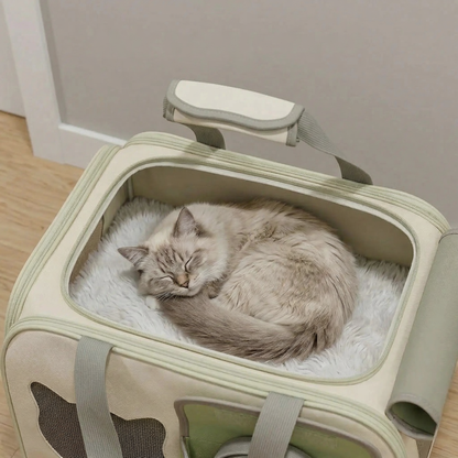 Soft Sided Cat Travel Carrier - Image 5|||PROMPT|||Cleaned image. Original analysis: found 1 text overlay watermark at the top of the image