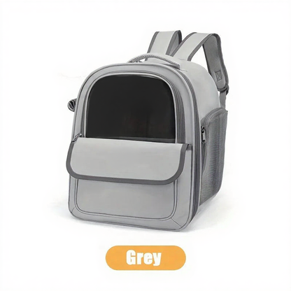 Space Capsule Transparent Pet Travel Backpack - Image 10|||PROMPT|||Cleaned image. Original analysis: Found KEMORELA brand name/watermark at top left, meopopo brand label on the product itself, and Grey color label at bottom