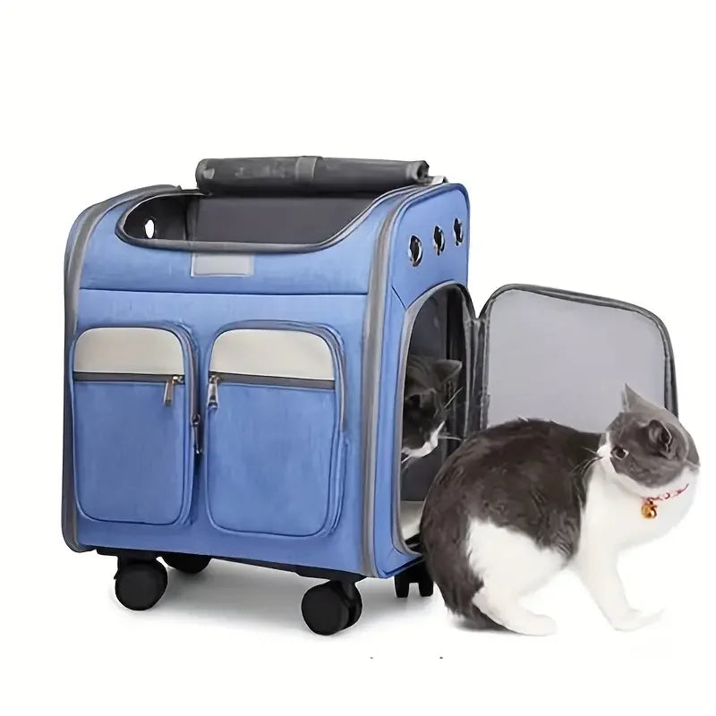 Wheeled Pet Carrier Backpack with Stroller - Image 3|||PROMPT|||Original clean product image