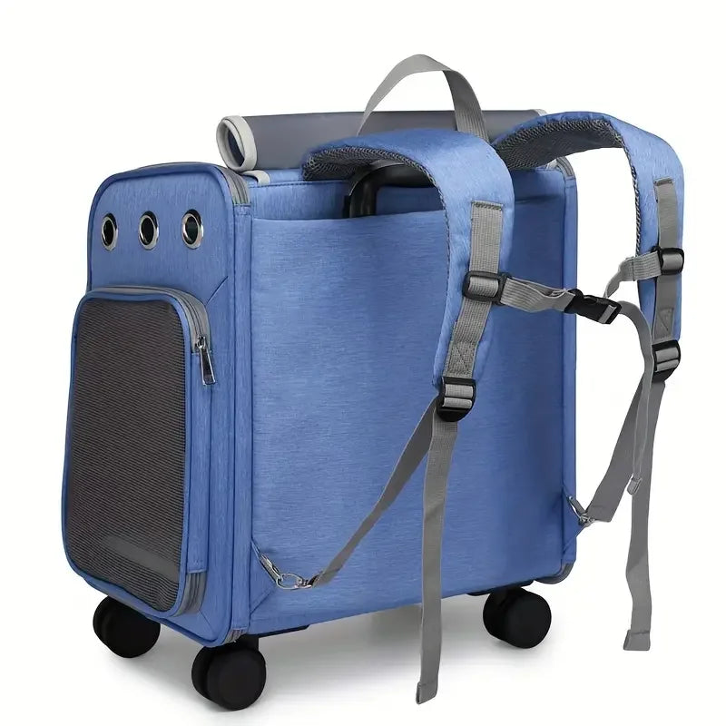 Wheeled Pet Carrier Backpack with Stroller - Image 5|||PROMPT|||Original clean product image