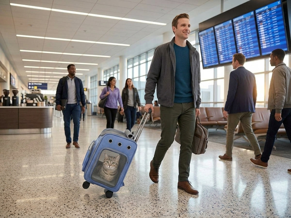 Wheeled Pet Carrier Backpack with Stroller - Section 1