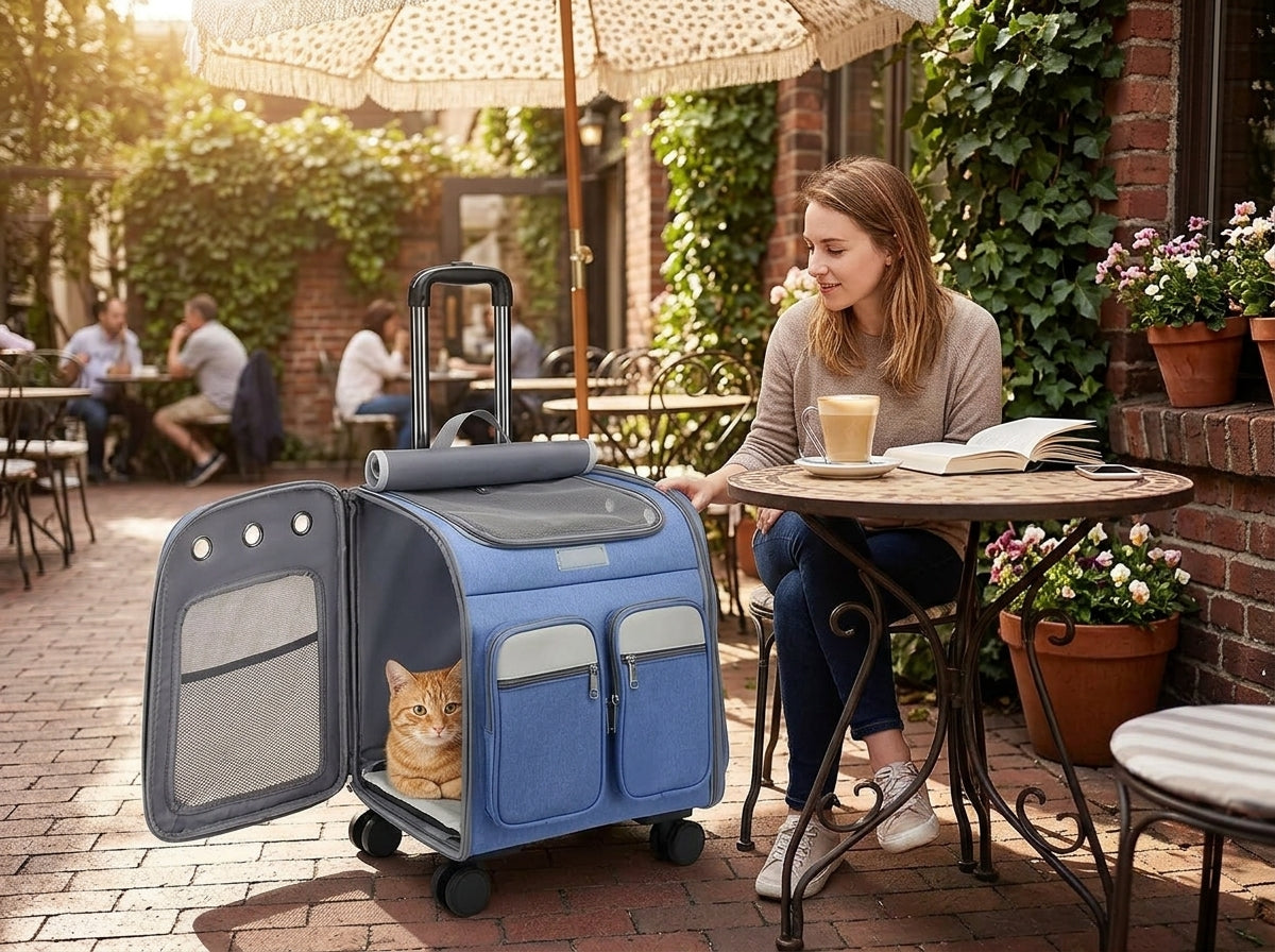 Wheeled Pet Carrier Backpack with Stroller - Keep Your Pet Happy and Secure on Every Journey